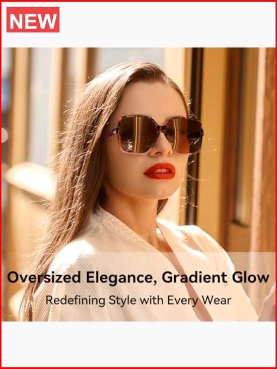 Oversized Square Sunglasses with UV Protection, Composite Frame, Unisex